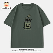 大嘴猴（paul frank）PaulFrank/重磅短袖T恤男夏季設(shè)計(jì)感寬松小眾純棉潮牌體恤 純棉短袖【灰綠#PM植物猴】 M 【90-100斤】