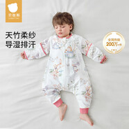 貝肽斯嬰兒睡袋春秋竹棉紗布寶寶睡衣分腿兒童防踢被睡袋前6后4喬兔 S