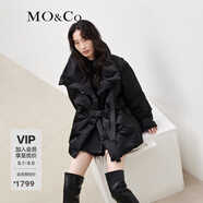 MO&Co.設(shè)計感羽絨服冬季機(jī)能風(fēng)金屬搭扣寬松高領(lǐng)輕暖摩安珂 黑色-第2批 M