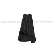 歐時(shí)力（OCHIRLY）花朵裝飾無(wú)袖連衣裙不規(guī)則背心裙寬松2025夏季新款官方正品 黑色 L