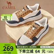 駱駝（CAMEL）男鞋 柔軟厚底面包止滑耐磨厚底滑板鞋男 深藍(lán)/米白/駝色 43