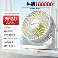 志高（CHIGO）小風(fēng)扇電風(fēng)扇空氣循環(huán)扇小型輕音桌面小風(fēng)扇手持usb壁掛夾式充電扇臥室宿舍學(xué)生 冰川黃-充電款【6寸3檔2000MA電池】