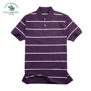 圣大保羅（POLO&RACQUET CLUB）夏季新品條紋純棉T恤商務(wù)男裝男士休閑翻領(lǐng)合身短袖POLO 紫色 Q5 XL 52 175/92B