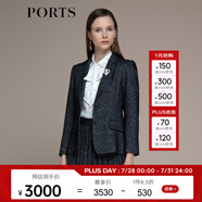 PORTS寶姿秋冬新品女裝長袖中長小西裝LM9J064NFF076 黑色混色 2XL (12)