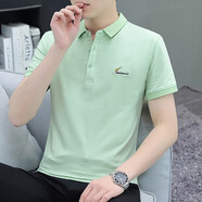 海瀾2025新款夏季男士短袖翻領(lǐng)polo衫純棉感修身商務(wù)休閑t恤 GW2241豆綠色 4XL