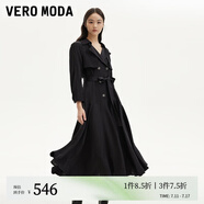 VEROMODA連衣裙24秋新款七分袖雙排扣A擺風(fēng)衣連衣裙32437C024 黑色 170/88A/L