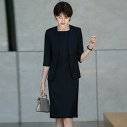 AD蔣菲菲高級感連衣裙輕奢西裝外套2025夏季職業(yè)通勤時(shí)尚氣質(zhì)裙子 黑色外套+連衣裙 L