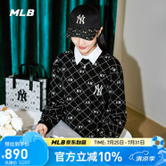 MLB衛(wèi)衣男女情侶簡(jiǎn)奢鉆石老花圓領(lǐng)套頭刺繡外套3AMTM0134-50BKS-S