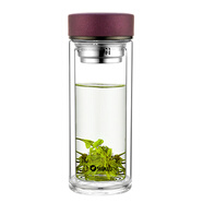 清水（SHIMIZU） 雙層玻璃杯茶水分離防燙辦公車載水杯帶濾網(wǎng)泡茶杯可定制SM-8021 SM-8021-045 320ml