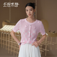 云思木想Ysimo-X摩登國(guó)風(fēng)2025夏季新款短袖鏤空毛針織衫女12989 粉色 S