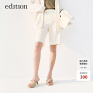 edition羊毛精紡西裝短褲女新款寬松顯瘦五分直筒休閑褲 米杏色 S/160