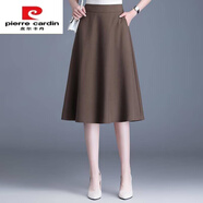 皮爾卡丹（pierre cardin）春夏季薄款a字裙半身裙25新款中長(cháng)款松緊腰顯瘦休閑半截裙子女 咖啡色 M 建議90-105斤