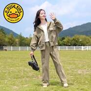 G.DUCKKIDS大童女春季衛衣套裝少女學(xué)院風(fēng)運動(dòng)褲子青少年初中生中學(xué)生兩件套 卡其套裝 170