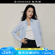 佐丹奴 【韓國明星同款】簡約通勤單口袋大女主長袖襯衫女05345142 06藍(lán)白條紋 M