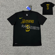 NBA KIDS-NIKE耐剋克NBA籃球短袖T恤男訓(xùn)練服湖人隊(duì)東契奇詹姆斯科比投籃服專用運(yùn)動(dòng)速 3號(hào)戴維斯(黑色)速干短袖 XS  體重80斤-90斤