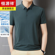 恒源祥高端短袖T恤男士寬松冰絲上衣服男裝休閑涼感polo衫2025夏季衛(wèi)衣 DM-4004綠色 XL 175 推薦135-150斤