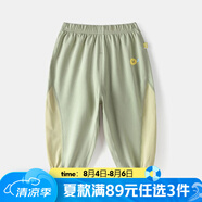 嘟嘟家寶寶防蚊褲夏裝男童夏季百搭褲子兒童休閑長(zhǎng)褲女童透氣網(wǎng)眼童褲潮 軍綠色 100