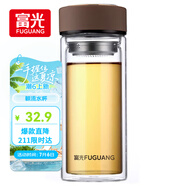 富光 男女士雙層玻璃杯 高硼硅玻璃304茶隔水杯子 帶茶隔泡茶杯500ml