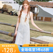 西遇奢華重工繡珠片編織肌理感蕾絲連衣裙女2025春季背心吊帶裙 米白 M (160)