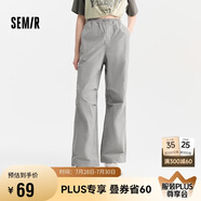森馬[防曬 UPF50+]休閑褲女質(zhì)感長褲夏季闊腿傘兵褲109324127011