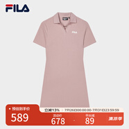 FILA 斐樂(lè)官方女子針織連衣裙時(shí)尚修身POLO領(lǐng)短袖裙子 瓊脂粉-PK XL (175) 92A