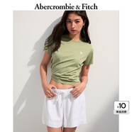 ABERCROMBIE & FITCH【百搭純色】女裝25夏季經(jīng)典小麋鹿修身圓領短袖T恤KI139-5759 綠色 L (165/104A)