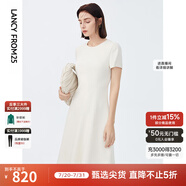 朗姿【三醋酸Basic衣櫥】休閑連衣裙夏季新款裙子高級感明星同款 白色3 S 155/76A