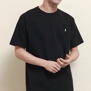POLO SPORT保羅2025夏季純棉短袖T恤男寬松體恤衫刺繡小馬標(biāo)圓領(lǐng)半袖上衣 黑色-刺繡 XL 【建議140-160斤】