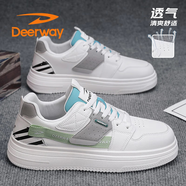 德爾惠（DEERWAY）男鞋子男2025夏季板鞋男士百搭透氣休閑運(yùn)動(dòng)鞋 白灰綠 42