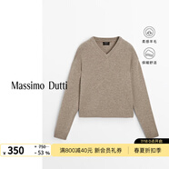 Massimo Dutti折扣升級2025女裝休閑內(nèi)搭純羊毛v領(lǐng)針織衫長袖毛衣05733623 淺棕色 L (175/96A)
