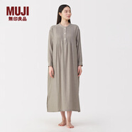 無(wú)印良品（MUJI）女式 人字紋紗織連衣裙女裝裙子長(cháng)裙 25年秋季純棉連身裙FD1M9C5A 深咖啡色 M (160/84A)