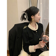 鷺青一現貨清倉/鷺青一【遺珠】黑色連衣裙女春秋新款重工復古針織長(cháng)裙 黑色連衣裙 M