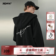 BJHG不計(jì)后果春秋簡(jiǎn)約刺繡加絨開衫連帽衛(wèi)衣男潮牌歐美風(fēng)寬松情侶外套 黑色 2XL