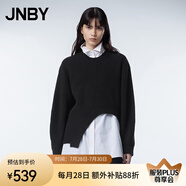 江南布衣（JNBY）秋季圓領(lǐng)針織衫毛衣不規(guī)則下擺純色簡約毛針織衫女 001/本黑 S