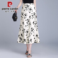 皮爾卡丹（pierre cardin）魚(yú)尾半身裙女夏季薄款2025新款時(shí)尚印花裙子中長(cháng)款顯瘦媽媽包臀裙 2024杏色玫瑰花2025 M 2尺