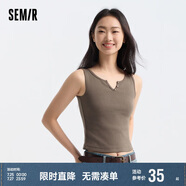 森馬背心女短款針織內(nèi)搭顯高女士夏緊身純色上衣百搭109324102001