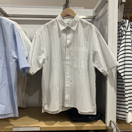 UNI QLO優(yōu)衣庫2025夏款情侶寬松條紋短袖襯衫休閑男女K477648/477643 優(yōu)衣庫乳白色 S