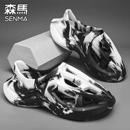 森馬涼拖鞋男款2025新款夏季休閑潮流涼拖厚底增高防滑軟底踩屎感涼鞋 白黑 42