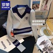 羅蒙（ROMON）圓領(lǐng)針織衫女裝2025秋季新款小香風(fēng)加厚毛衣女打底衫紅色上衣女 圖片色G款 均碼 建議80-140斤