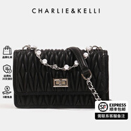 CHARLIE&KELLI?CK品牌包包女包奢侈品牌2025新款送女友生日禮物菱格鏈條包斜挎 黑色【代寫賀卡 贈(zèng)品牌禮袋】