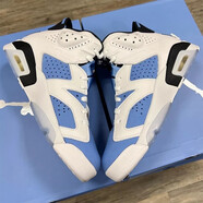 耐克（NIKE）女鞋Air Jordan 6 AJ6 喬6 黑紅防滑耐磨籃球鞋運動(dòng)鞋 斷碼 384665-410 白北卡藍 36