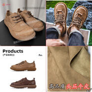 GPHF德系2025新款夏季大頭鞋頭層牛皮男鞋子真皮透氣軟底防滑休閑皮鞋 卡其色《SZ30鏤空透氣款》 39