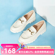 星期六新款時尚樂福鞋休閑百搭小皮鞋厚底通勤上班族穿單鞋女鞋 41白色 34