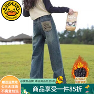 G.DUCKKIDS童裝女童褲子春秋兒童牛仔褲秋冬加絨大童休閑闊腿褲加厚女孩長(zhǎng)褲 加絨款【奧利絨】 160 建議身高150-160cm12-13歲