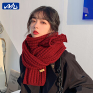 目丸圣誕圍巾新年禮物生日禮物韓版針織圍巾新款冬女圍脖學(xué)生送女友 #25酒紅-麻花款【掌柜】
