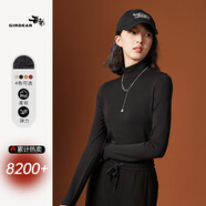 哥弟（GIRDEAR）磨毛發(fā)熱打底衫 彈力顯瘦保暖半高領(lǐng)長(cháng)袖冬季1300536 黑色 M （3碼）