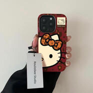 茶西適用蘋(píng)果15手機殼iPhone13手機保護套皮紋帶凱蒂貓仙女款16波點(diǎn)KT貓防摔14可愛(ài)時(shí)尚12網(wǎng)紅11新潮流 素皮殼-酒紅色-SP86-半臉貓咪 4.7英寸-蘋(píng)果SE 2專(zhuān)屬