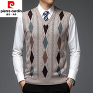 皮爾卡丹（PIERRE CARDIN）高端2025加肥加大碼男士背心針織毛線衫馬甲爸爸裝坎肩打底馬夾 淺駝 均碼 105