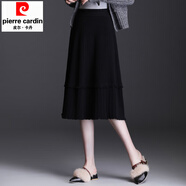 皮爾卡丹（pierre cardin）針織裙半身裙秋冬女2025新款小個子中長裙冬季配毛衣裙子加厚冬裙 黑色 均碼 合適80-140斤