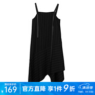 S.DEER圣迪奧夏時(shí)尚復(fù)古條紋不規(guī)則背帶連衣裙連衣裙S20261228 黑色/91 M 165